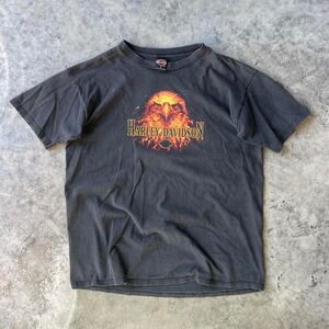 VINTAGE 90s HARLEY EAGLE FLAME TEE